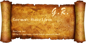 German Ruszlána névjegykártya